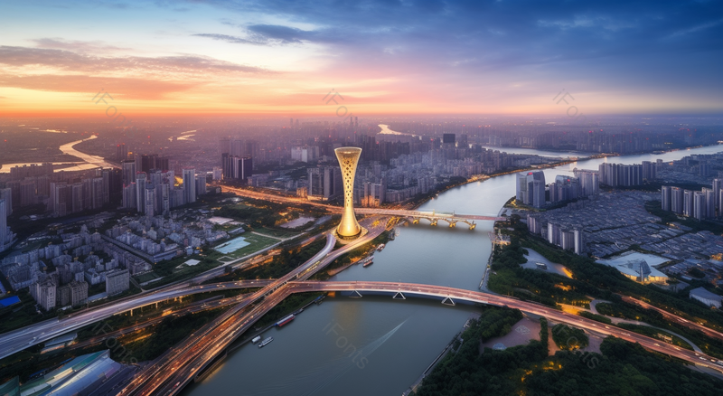 广州cbd小蛮腰黄昏夜景实拍,高清,摄影图,摄影图片,图片大全,摄影图免费下载